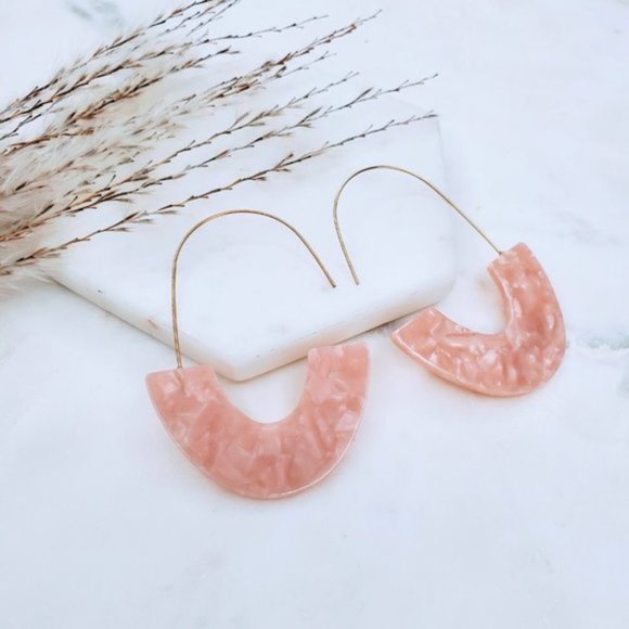 5 for $25 Pink Acrylic Hoop Resin Earrings - Picture 4 of 6
